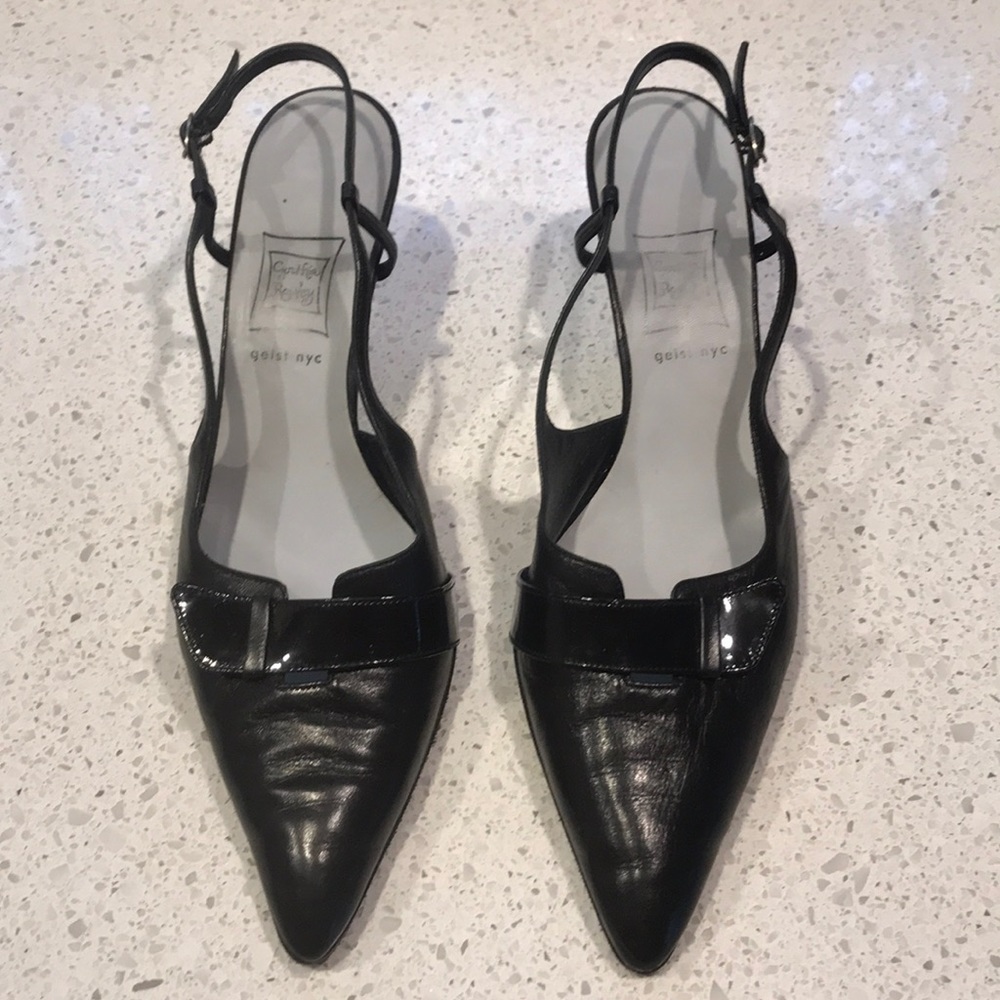 Cynthia Rowley Italian Leather Black Slingbacks